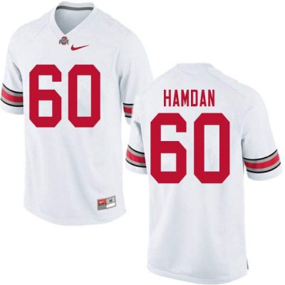 Men's Ohio State Buckeyes #60 Zaid Hamdan White Nike NCAA College Football Jersey In Stock FYM0344QB
